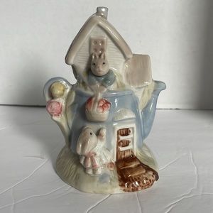 Cute Bunnies in Watering Can House Figurine-Pauline's Patch Ireland